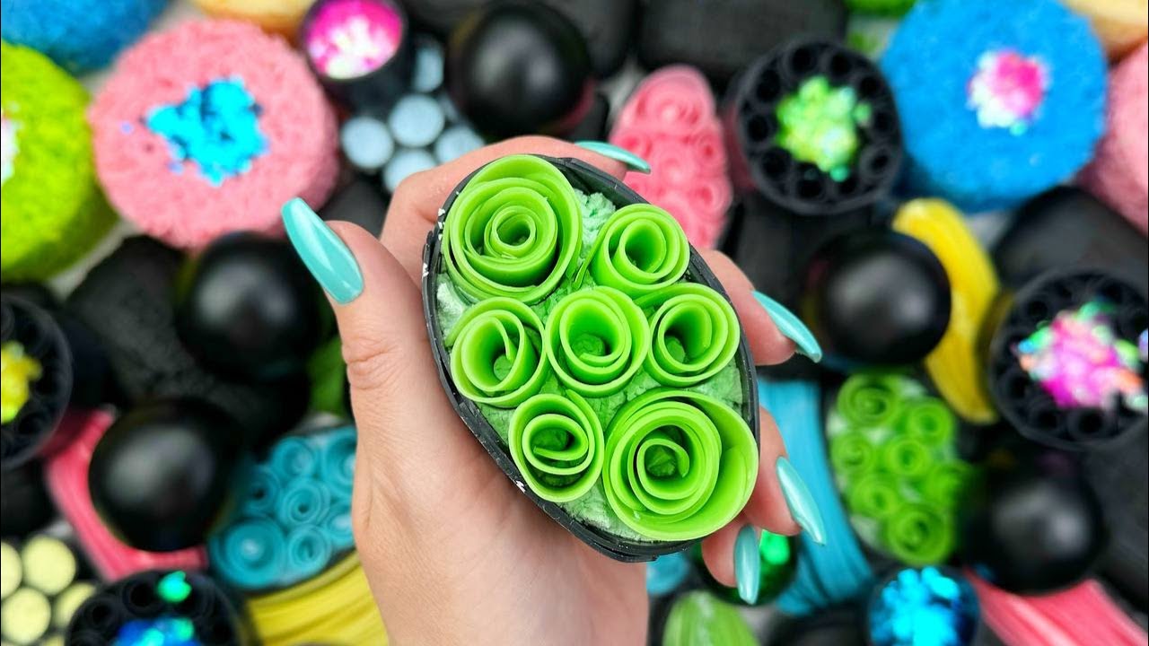 [ASMR] Sleep-Inducing Glitter Soap Carving & Soft Starch Foam Pressing | Relaxing Brain Massage