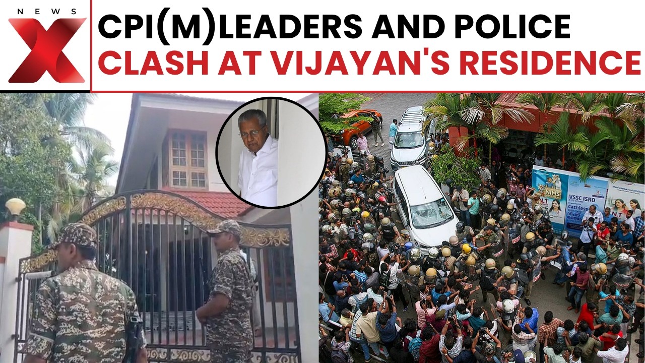 ED Raids Pinarayi Vijayan: CPI(M) Clashes Violently With Police Outside Ex-Kerala CM's Residence