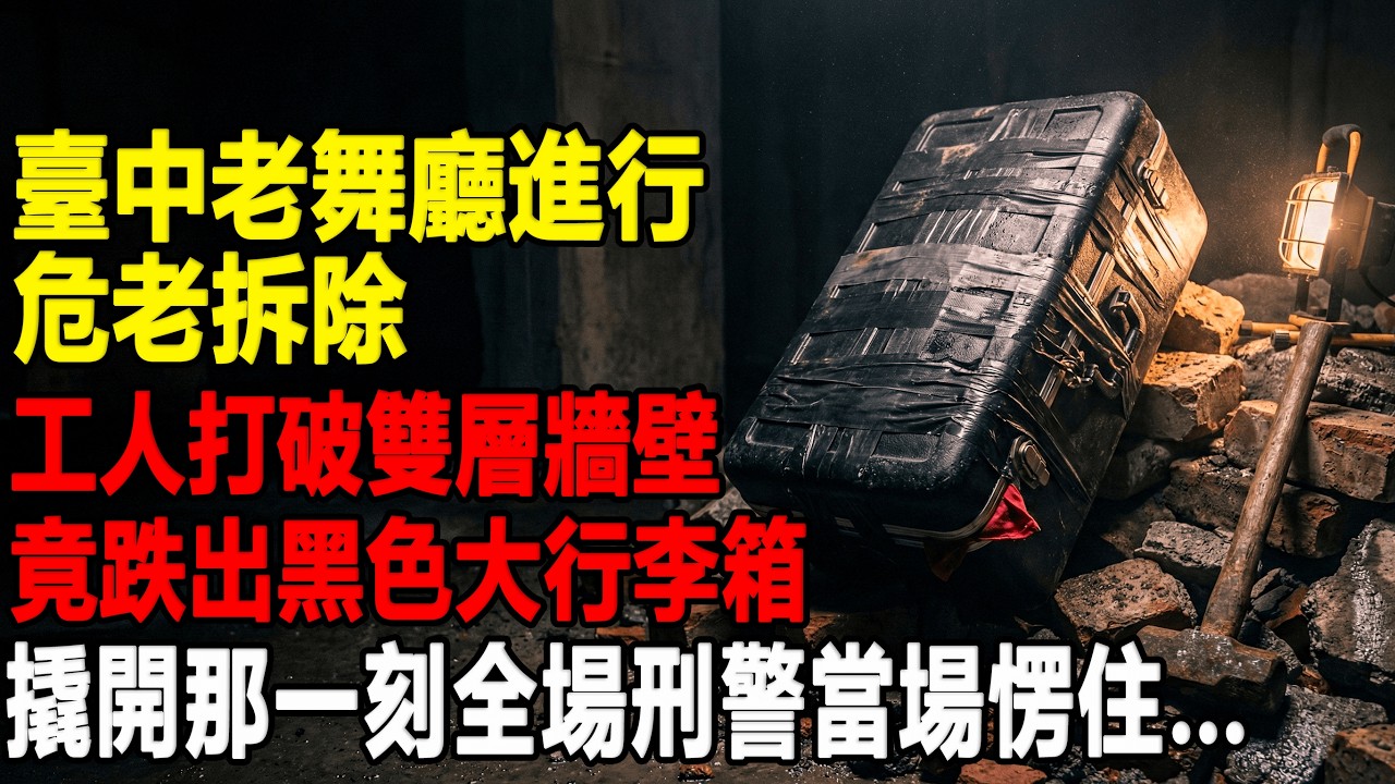 臺中921廢棄舞廳半夜趕工拆除，地下室砸破暗牆驚現膠布死纏黑皮箱劃開那一刻資深刑警全都沉默...[往事聽古]