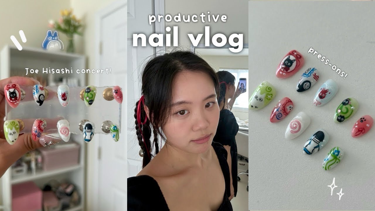 productive SUMMER vlog🍓: make press-ons w/me, first week of work, joe hisashi concert