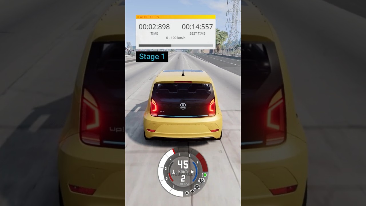 VW UP 0-100 Acceleration | #volkswagen #vwup #beamng