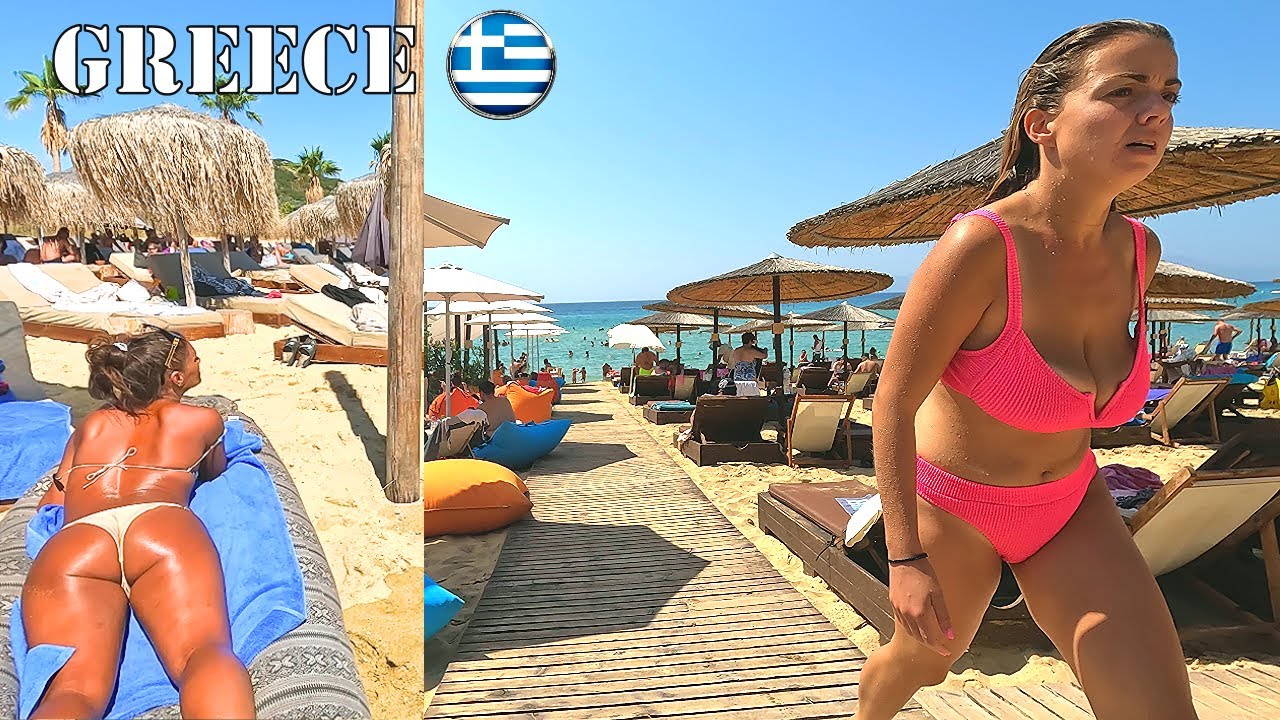 Beach Walk in Paradise ❤️BIKINI BEACH 😎 Greece 🏖 Kavala Beach vlog