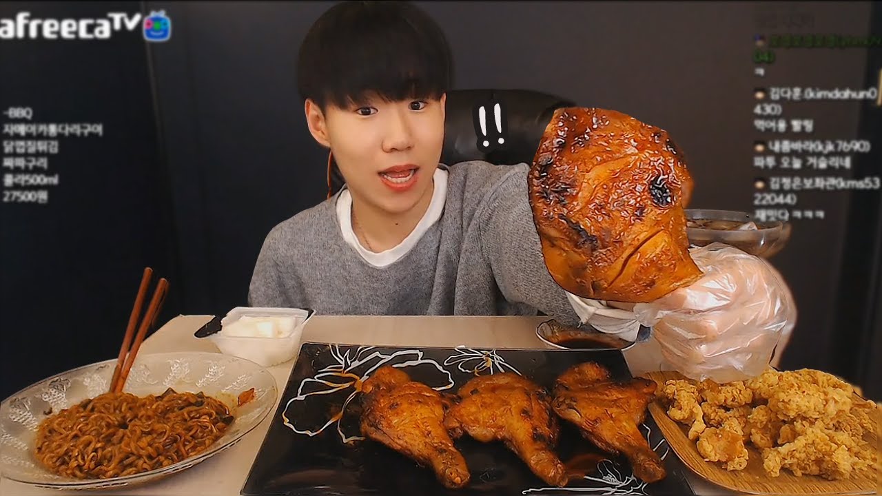 BBQ자메이카통다리구이!!! 짜파구리 닭껍질튀김까지 먹방 MukBang [파투]