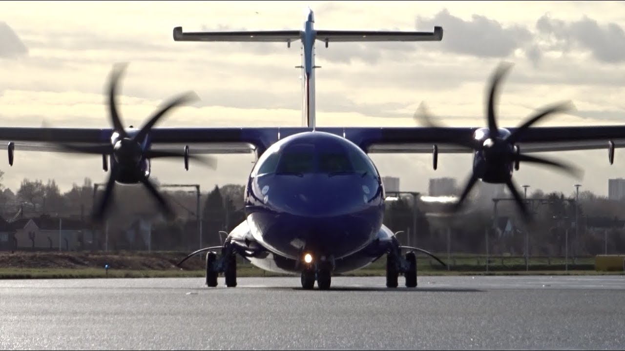 ✈ Flybe Purple Livery ATR-72-600 EI-FMJ Taxi & Departure From London Southend Airport