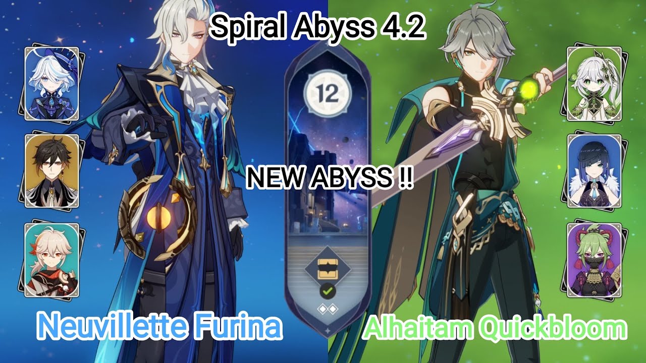 C0 Neuvillette Furina & C0 Alhaitam Quickbloom - NEW Spiral Abyss 4.2 Floor 12 9 star Genshin Impact