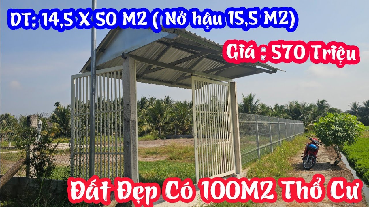 TẬP 4542:Đất Có 100M2 Thổ Cư(14,5x50M2)Giá:570Triệu,Gần Chợ Long Định