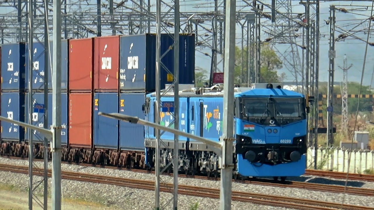 Diesel and Electric Locomotives with Double Stack Container Trains WDFC INDIA