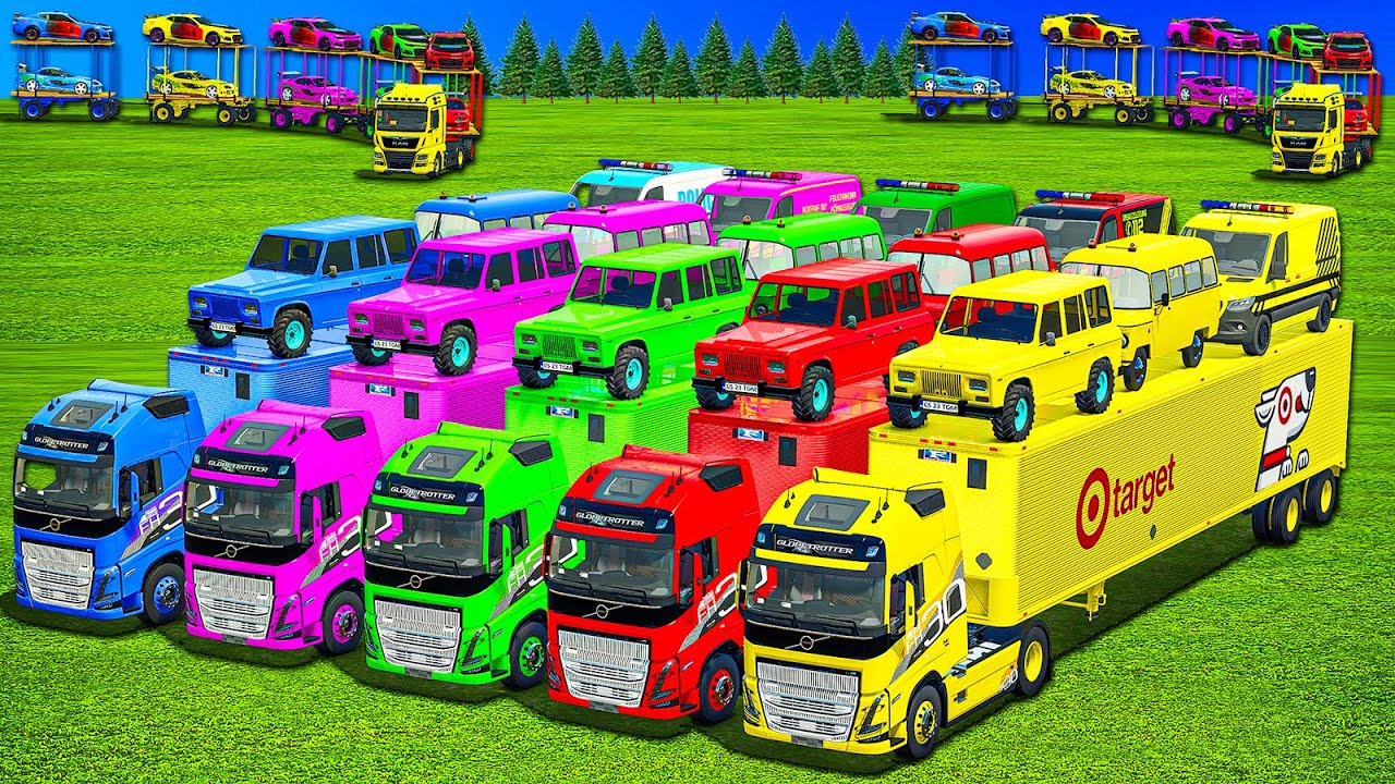 EMERGECY TRANSPORT OF COLORS! COPS CAMARO, ARO, SUPRA & EMERGENCY SPRINTER WITH VOLVO TRUCKS! FS 25