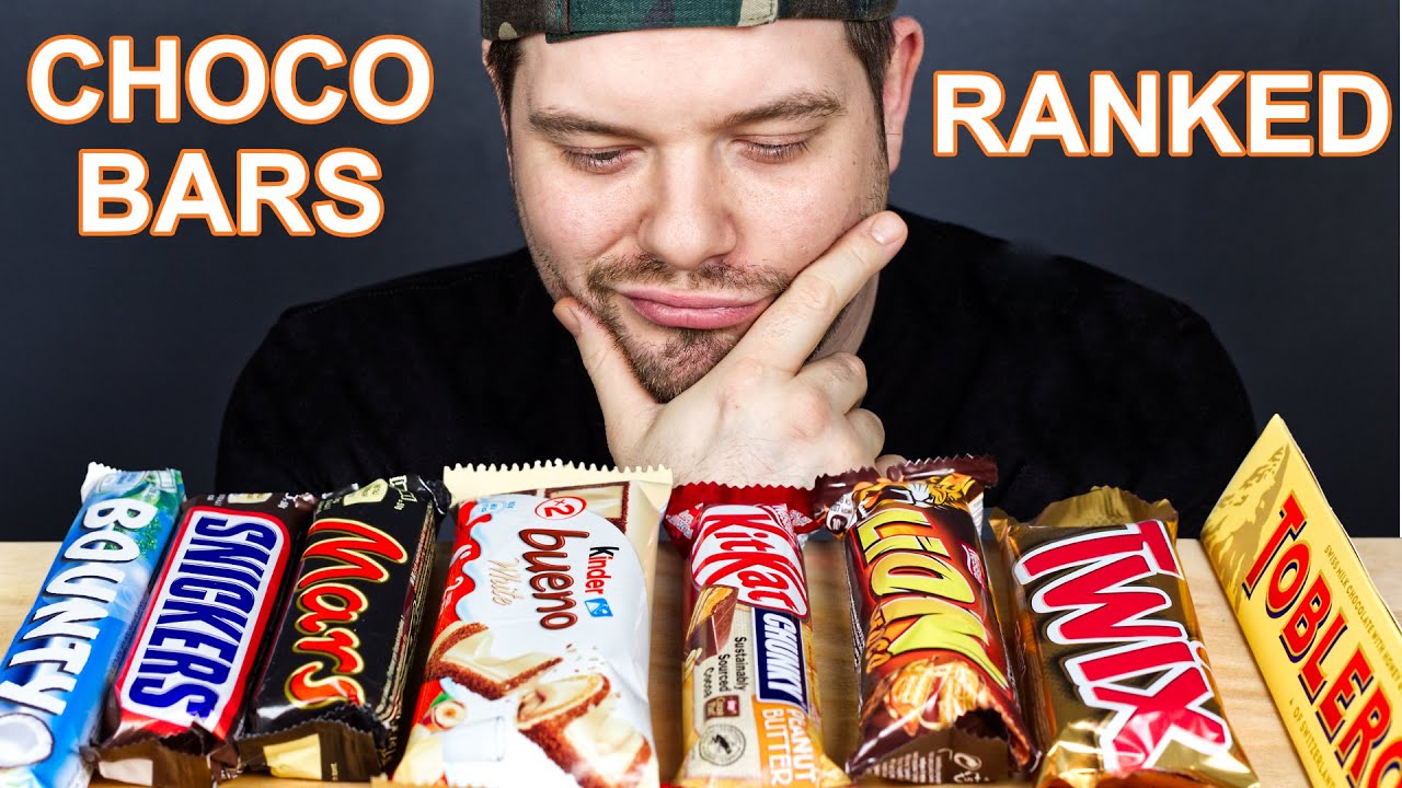 ASMR CHOCOLATE CANDY BARS Eating Sounds (TOBLERONE, SNICKERS, KITKAT, TWIX, KINDER, MARS, LION)