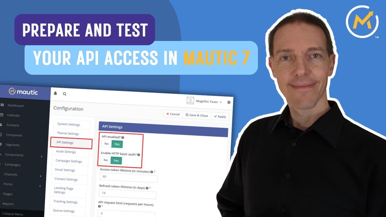 Mautic: Подготовьте и протестируйте доступ к вашему API.
