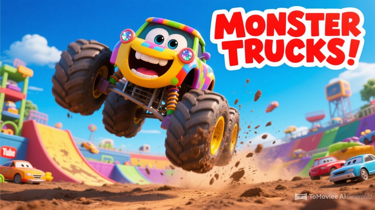 Monster Trucks 🚛 | Big Monster Truck Adventure Song for Kids | Nursery Rhymes & Toddler Songs