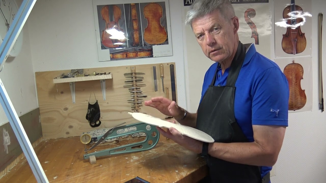 Violin maker Peter Westerlund Part 92. Keep adjusting thickness even on the finished outside