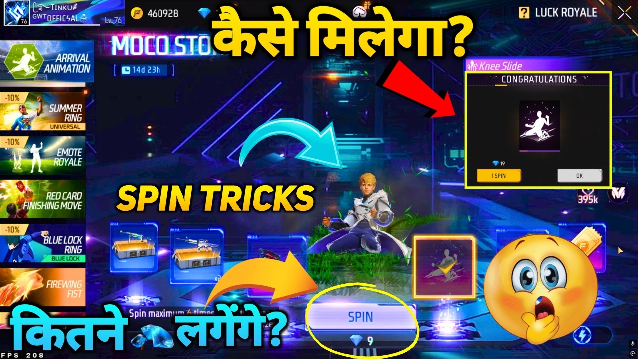 Knee Slide Spin | New Arrival Animation Emote Free Fire Moco Store Total Kitna Diamond Lagega