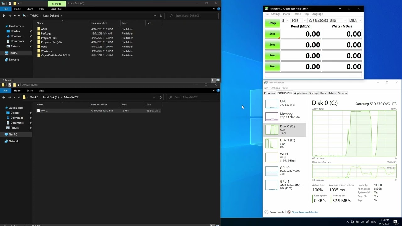 Samsung SSD 870 QVO 1TB - large file copy test