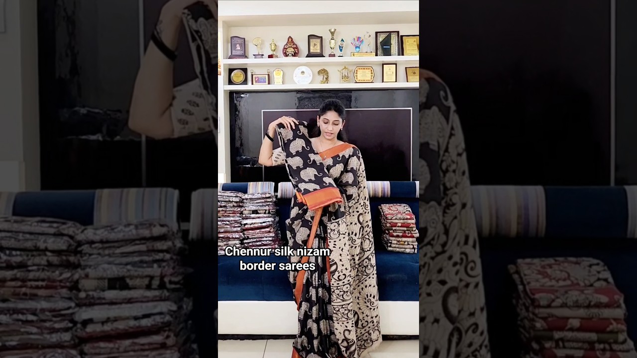 Kalamkari Silk Nizam Border Sarees||To order whatsapp 8179117395
