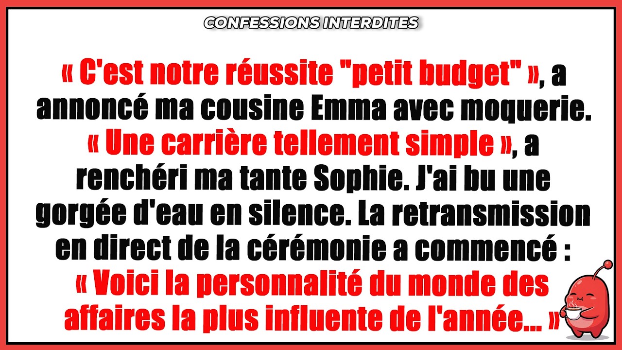 Au mariage, on m'appelait « la réussite de la table économique » — Puis, la remise des prix a ...