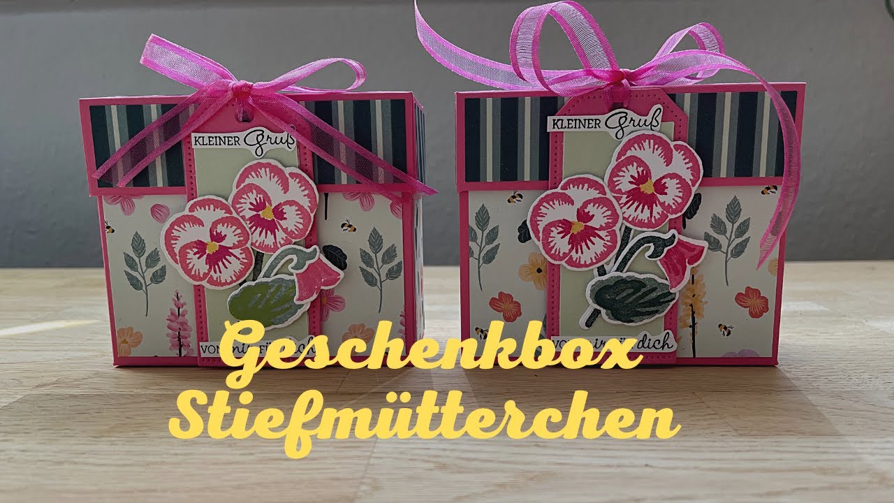 Geschenkbox Stiefmütterchen, mit neuen Produkten aus dem Jahreskatalog 2021/2022 von Stampin'Up!