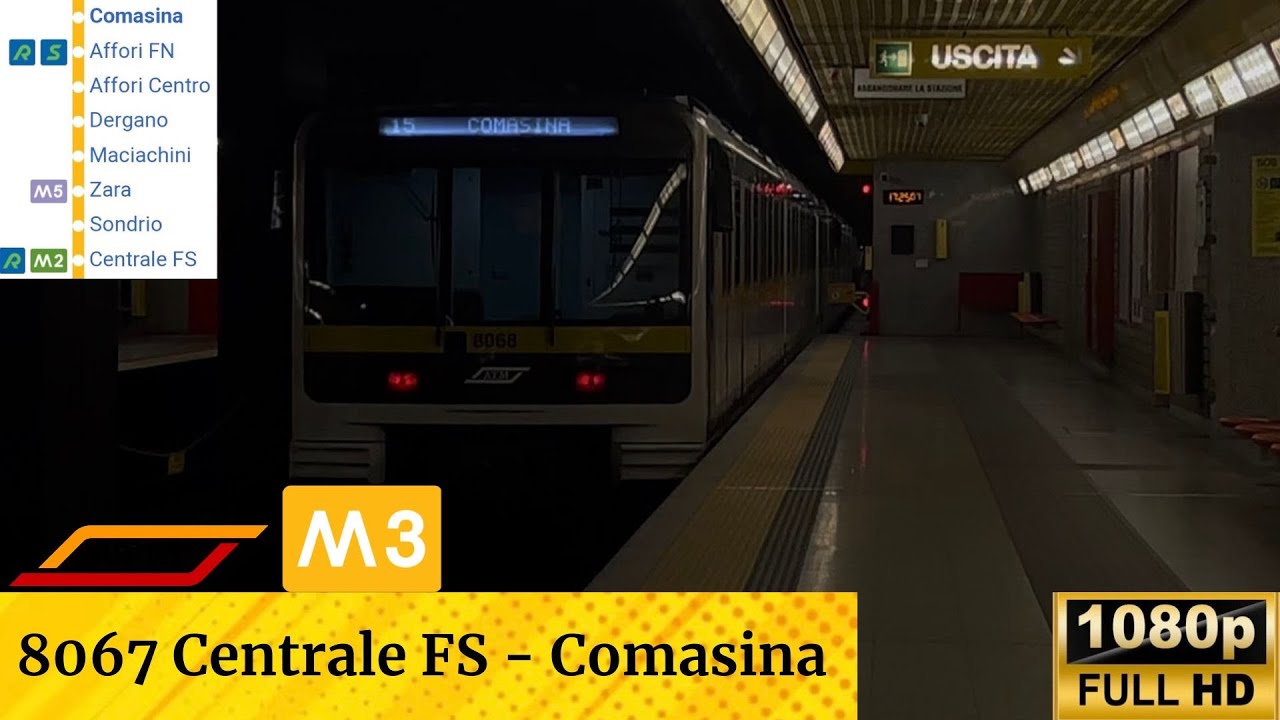 🚇 8067 sulla linea 🟡 M3 da CENTRALE FS a COMASINA. Azionato l'ALLARME su un TRENO 🚨