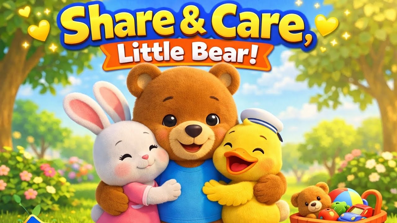 Share & Care, Little Bear! 🧸 | Kindness & Sharing Song for Kids | Nursery Rhymes for Preschool