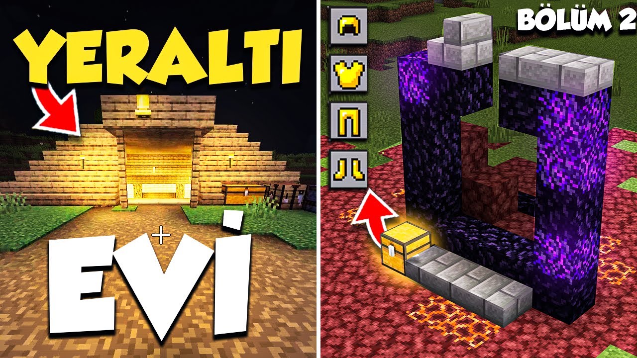 MİNECRAFTTA YERALTI EVİ YAPTIK! ( PORTAL GANİMETİ BULDUK! ) - Bölüm #2