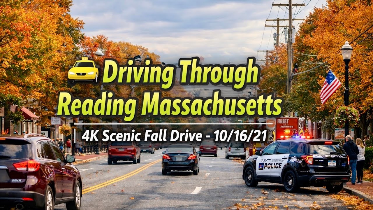 🚖 Driving Through Reading MA | 4K Scenic Fall Drive  - 10/16/21