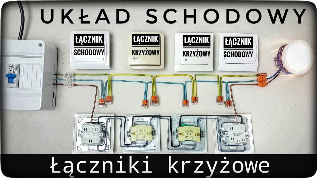 Jak podłączyć łączniki schodowe i krzyżowe w puszce - zrób to sam - DIY  - układ schodowy 230V LED