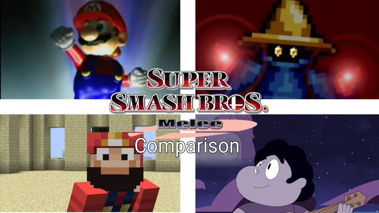 Super Smash Bros. Melee comparison (Melee, SSF2(v0.9), Minecraft, Cartoon Network)