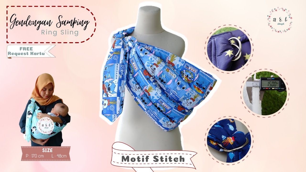 Gendongan Bayi Samping Ring Sling Motif Stitch