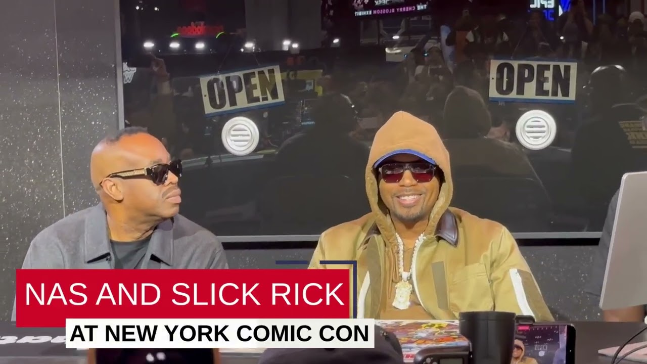 Nas и Slick Rick беседуют на New York Comic-Con с художником Сэнфордом Грином