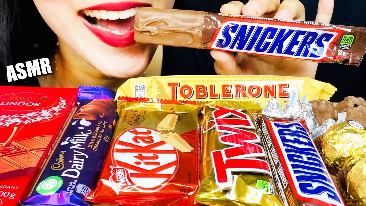 ASMR CHOCOLATE PARTY KITKAT, SNICKERS, TWIX, CADBURY 누텔라 크레이프 롤 | LaniEats ASMR