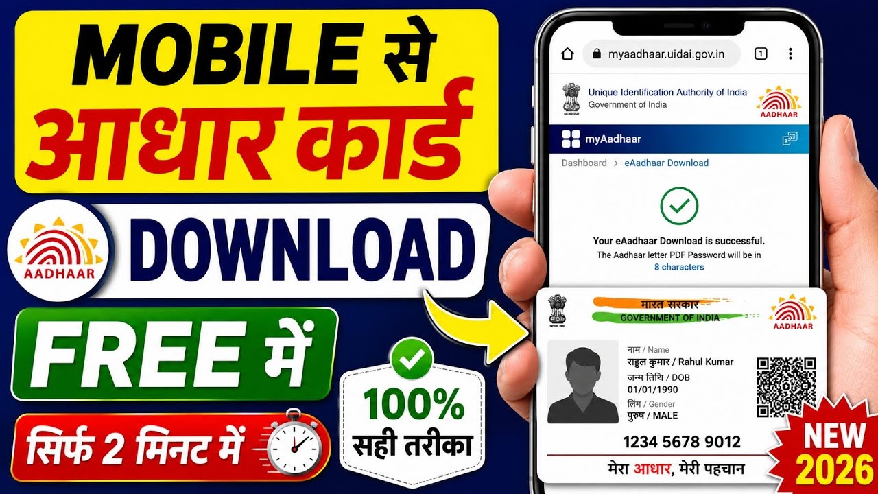 Mobile se Aadhar Card Download Kaise Kare 2026 | How to Download Aadhaar Card in Mobile Free
