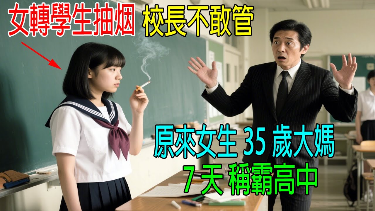 女轉學生抽烟，校長不敢管，原來女生是35歲大媽，7天稱霸高中！
