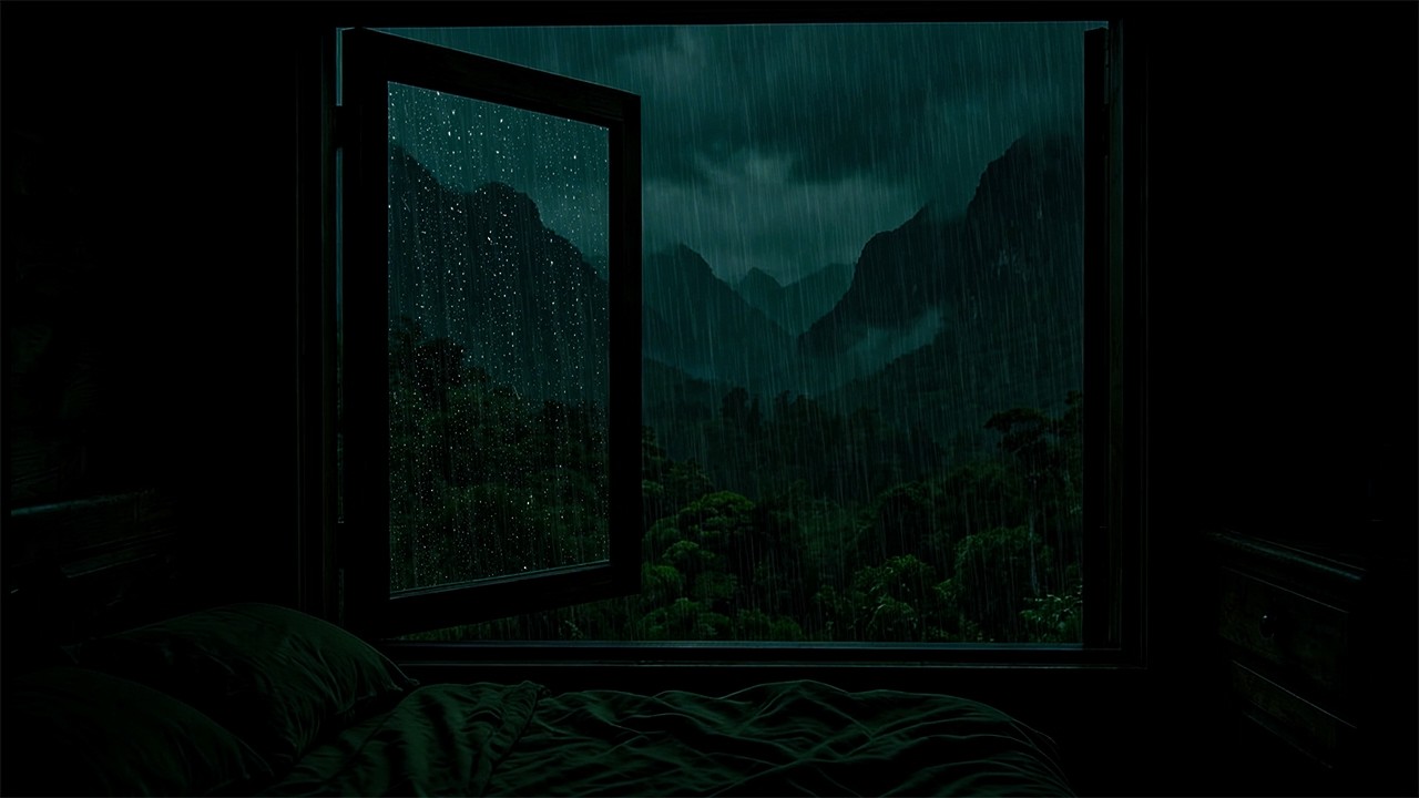 Soft Night Rain in Outside on the Window Bedroom | Cozy Ambience for Deep Sleeping