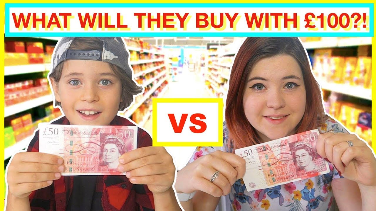 WHAT WILL THEY BUY WITH £100 ? 🤑 kid vs teen 100k shopping challenge 😃