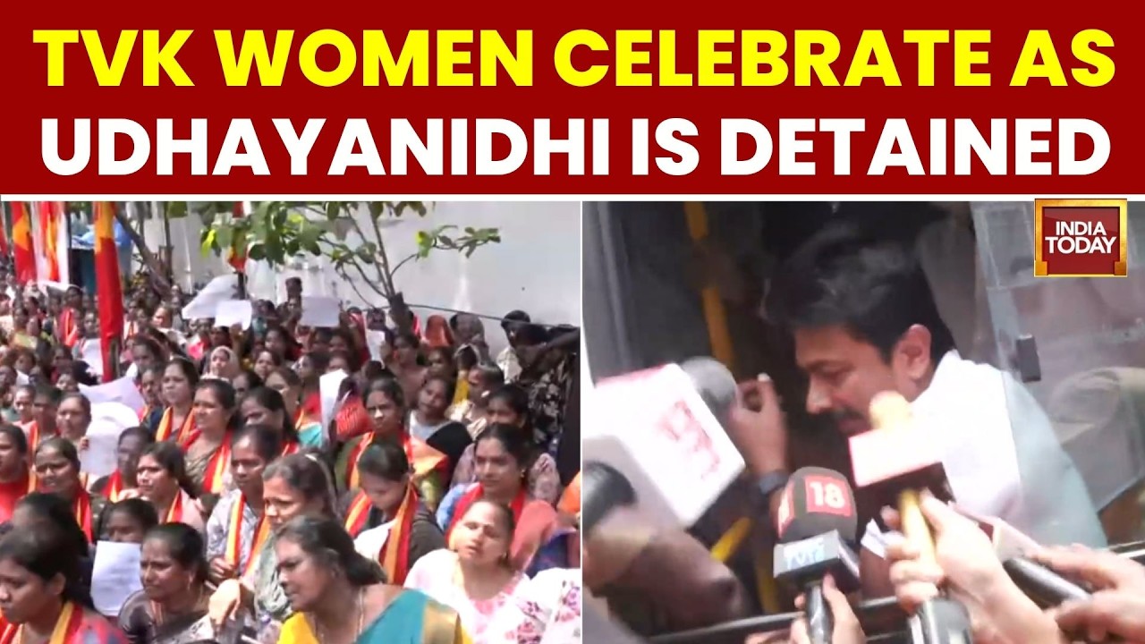 TVK Women Celebrate as Udhayanidhi Stalin Is Detained | Massive Protest Erupts in Chennai | Trisha