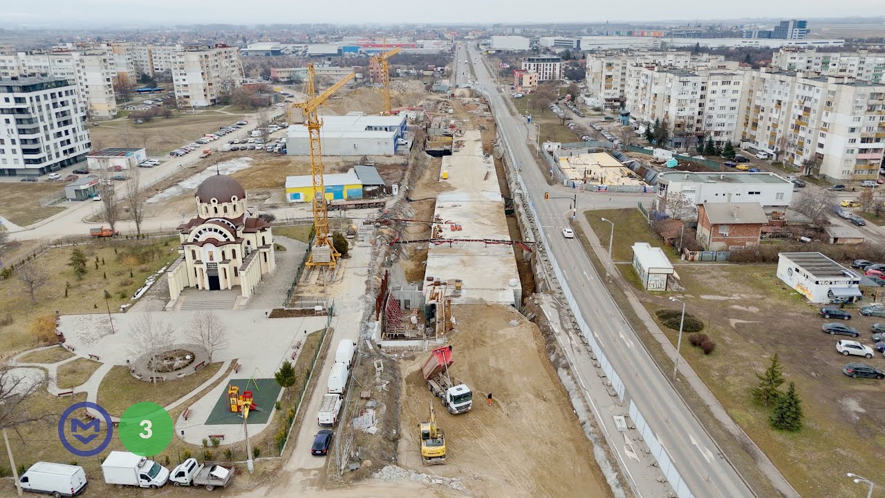 Строителство на бъдещата метростанция Генерал Владимир Вазов - 3-ти метродиаметър, София.