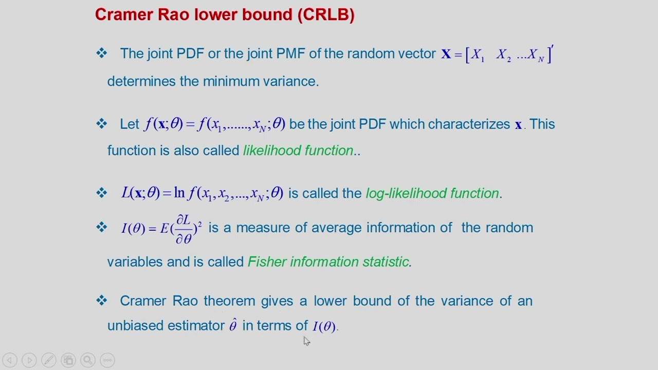 Estimation Theory 2_ MVUE and Cramer Rao Lower Bound #swayamprabha #ch19