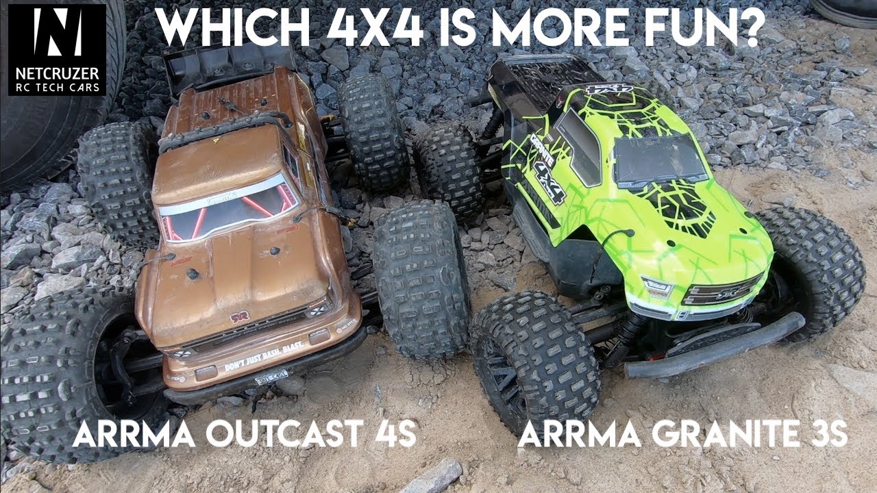 ARRMA Granite 4x4 3S vs Outcast 4x4 4S BLX [with The Tank RC] - Netcruzer RC