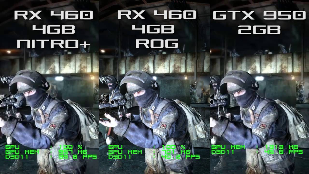 RX 460 ROG vs RX 460 NITRO vs GTX 950 - Metro Last Light 1080p Frame Rate Test