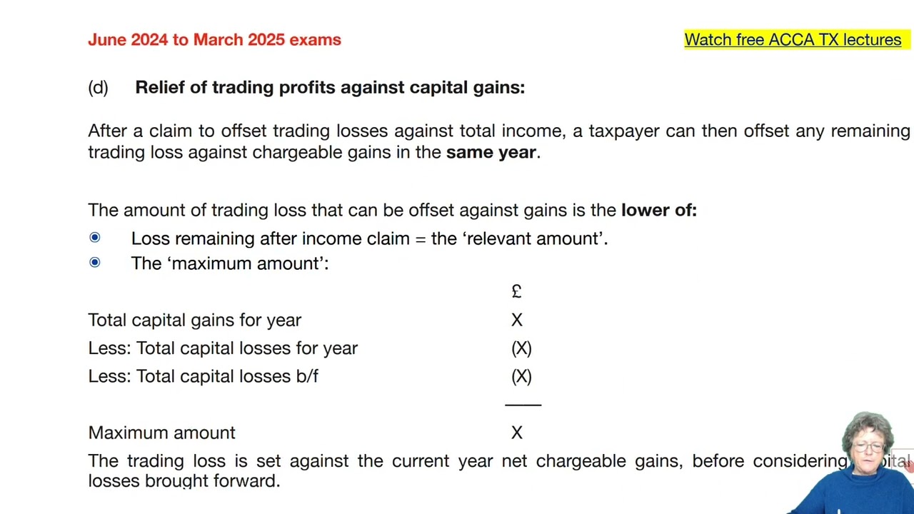 Chapter 6 Tax Adjusted Trading Losses – Individuals (part 3) -  ACCA TX-UK Taxation (FA 2023)