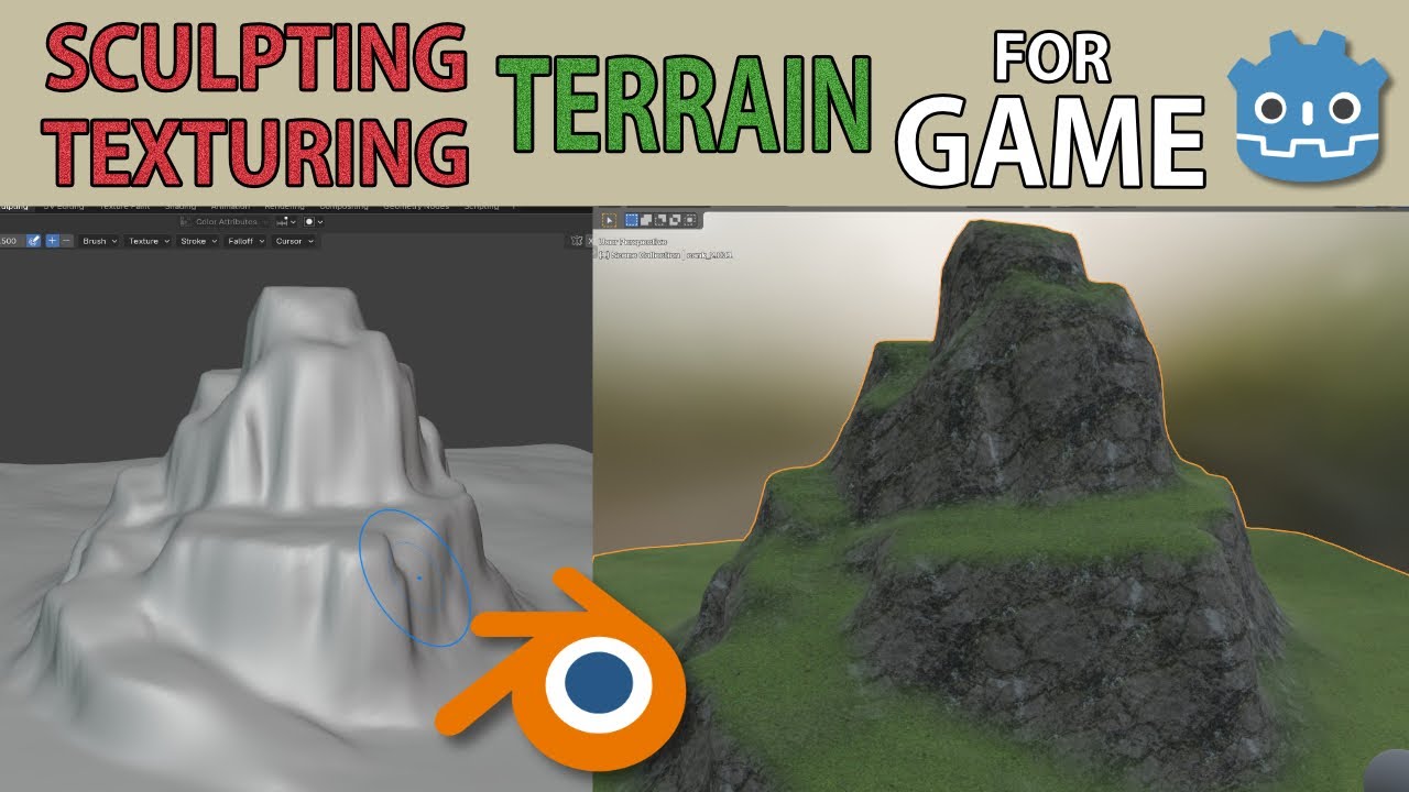 Sculpt & Texture Terrain in Blender for Godot game !
