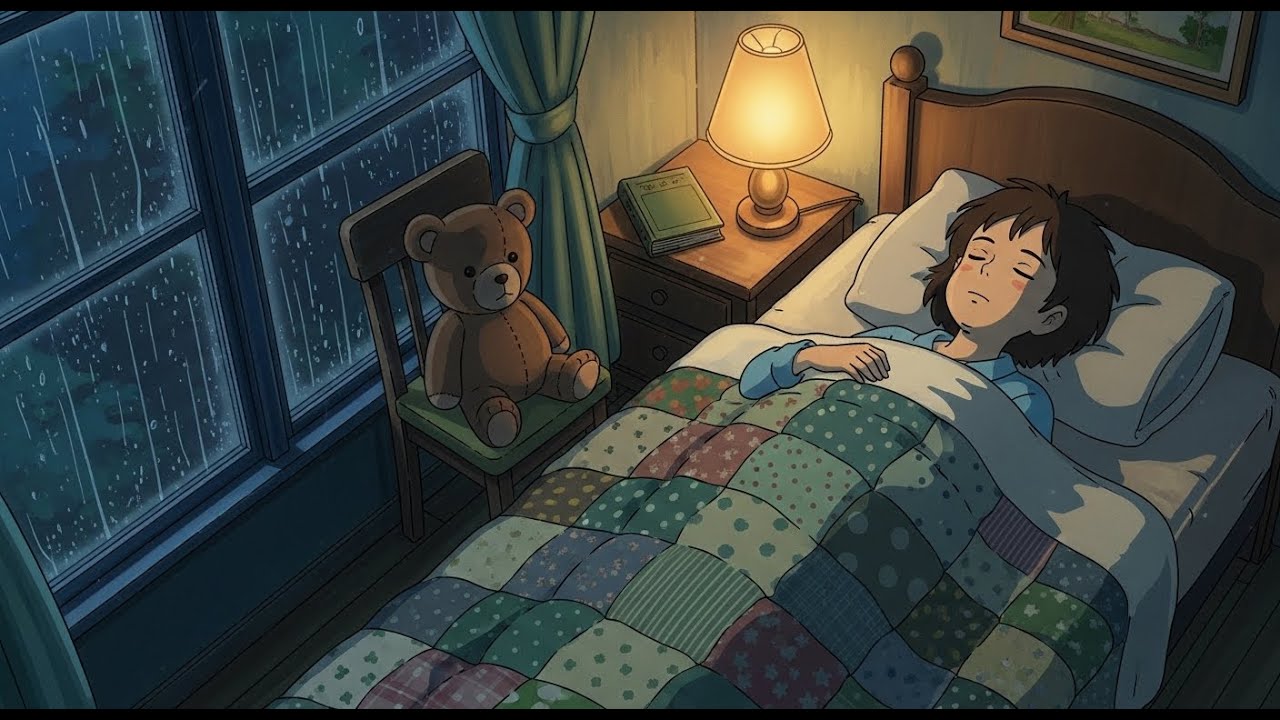 Rainy Night 🌧️ Cozy Bedroom Ambience | Sleep in Peace with Gentle Rain Sounds & Warm Lamp Glow (4K)