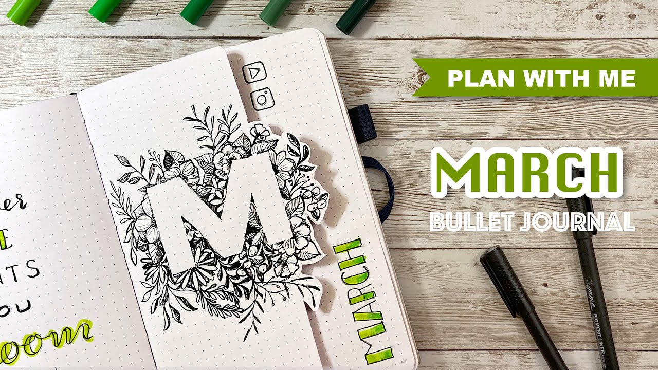 [PLAN WITH ME] Botanical Theme Bullet Journal | March 2020