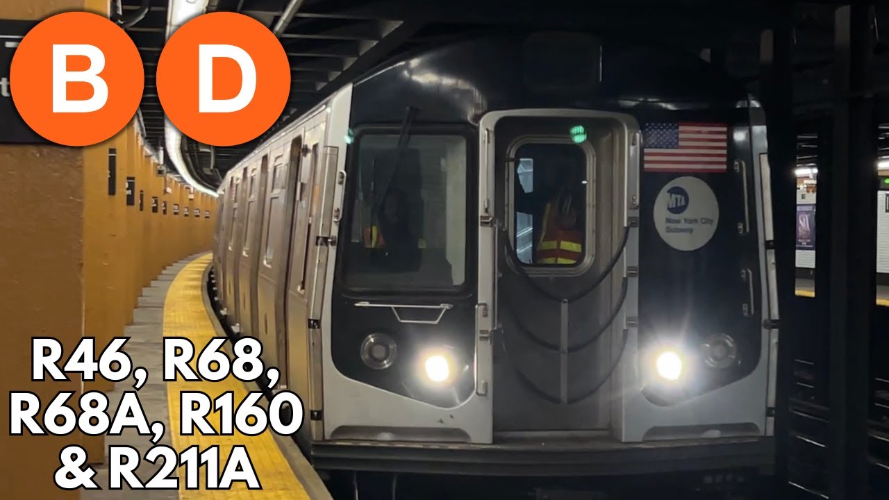 IND Concourse: R46, R68, R68A & R211A (B) and (D) trains + R160 transfer move @ 170th Street