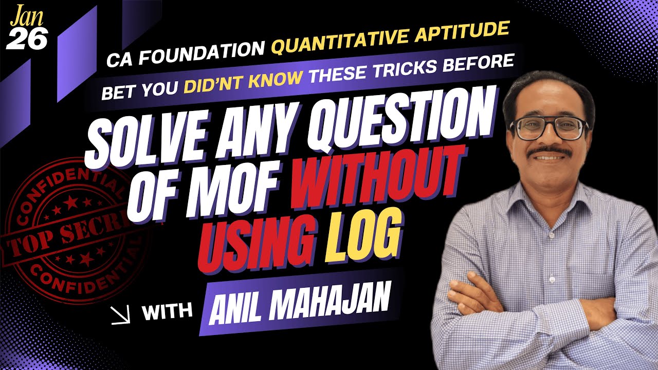Solve CA Foundation Maths Questions FAST Without Log | Top Secret Tricks! Quantitative Aptitude