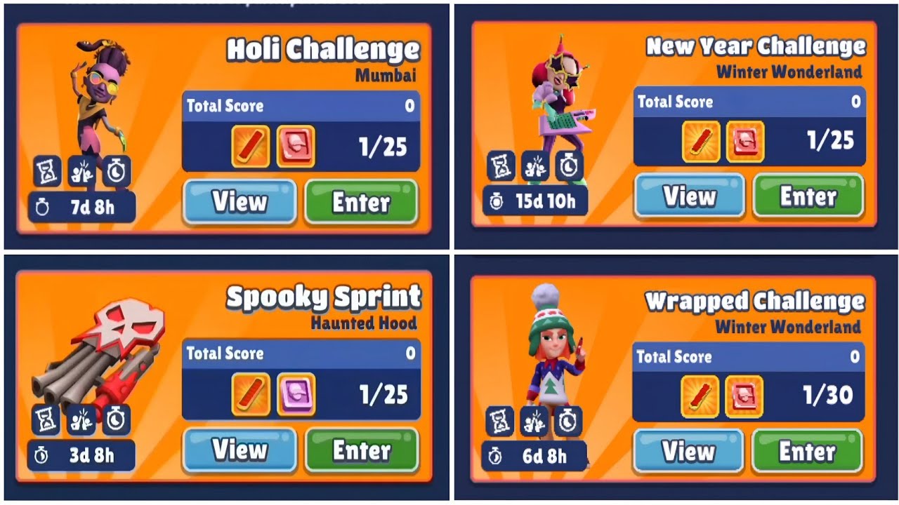 Subway Surfers : 4 Different OLD & RARE Challenges in 4 Different World Tours of Subway Surfers 2025