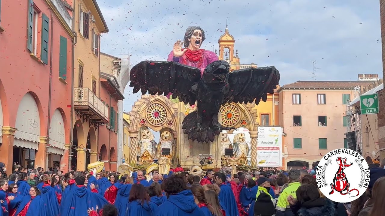 Carnevale di Cento 2026 - Toponi: 1° coreografia in piazza (Ripresa da terra) - 01/02/2026. 4K!!!