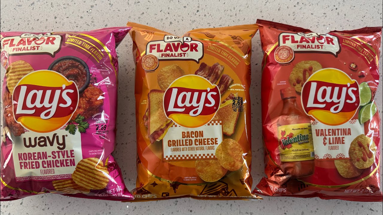 Lays Korean style fried chicken, bacon grilled cheese, Valentina & lime