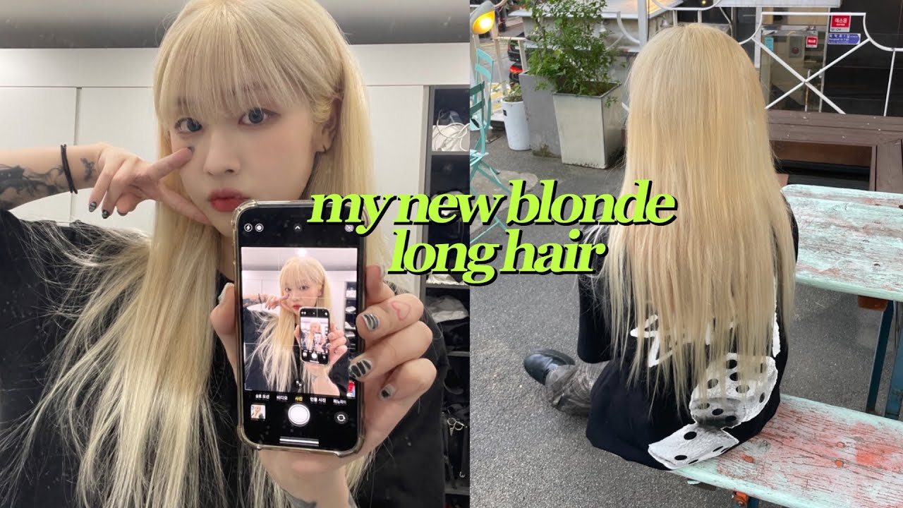 Vlog 백금발로 탈색하고 붙임머리 했당 ! / my new blonde long hair