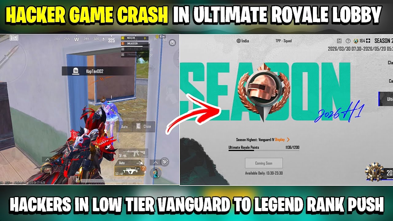 HACKERS GAME GOT CRASH😂 BGMI ULTIMATE ROYALE LEGEND RANK PUSH GAMEPLAY🔥